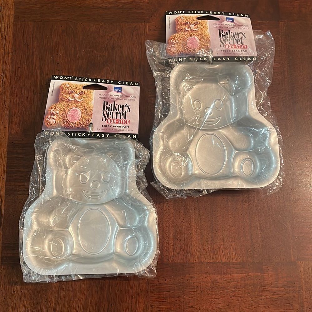 2 Baker's Secret Non-Stick Teddy Bear Pan NEW